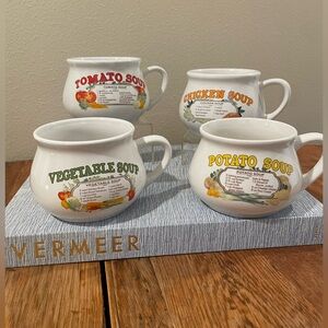 Vintage Dat’l Do-It Ceramic Soup Recipe Mugs – Set of 4